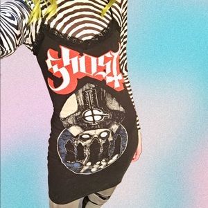 VERA’S EYE CANDY Ghost Black Metal T-Shirt Cami Dress Sz S